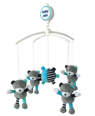 Baby Mix, misie, karuzela do łóżeczka, szara
