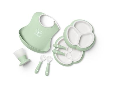 BabyBjörn, Dinnerware, zestaw obiadowy, Powder Green, 8 szt.