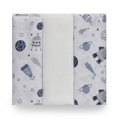 BabyMatex, pieluszki muślinowe, roboty niebieskie, 70-80 cm, 3 szt.