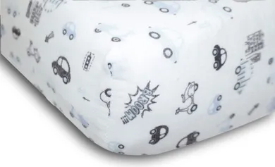 BabyMatex, prześcieradło z gumką, muślin, samochody, 60-120 cm