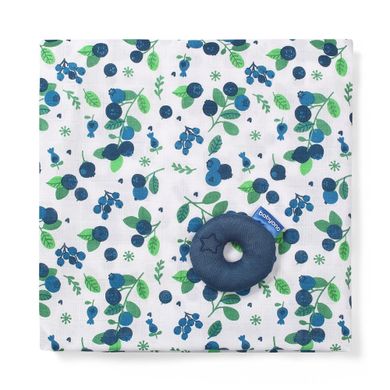 BabyOno, otulacz bambusowy z grzechotką, blueberry