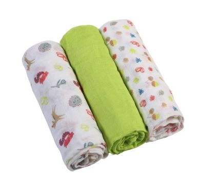 BabyOno, pieluszki muślinowe, limonkowe, 3 szt.