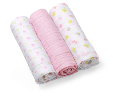 BabyOno, pieluszki muślinowe, różowe, 3 szt.