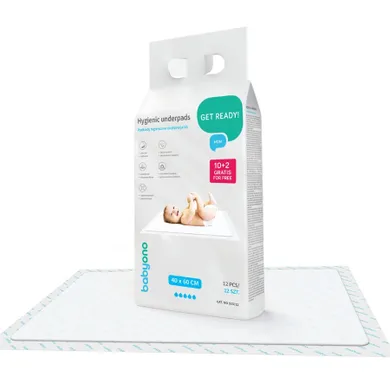 BabyOno, podkłady higieniczne, 40-60 cm, 12 szt.
