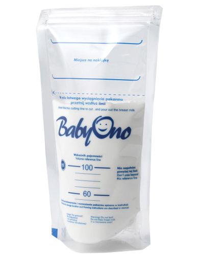 BabyOno, Woreczki do przechowywania pokarmu 150 ml, 20 szt.