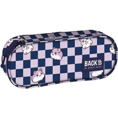 BackUp, piórnik, owalny, Chomiczki Szachownica