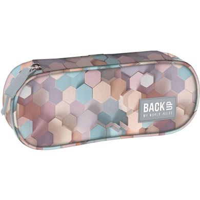 BackUp, piórnik, owalny, Geometric Beige