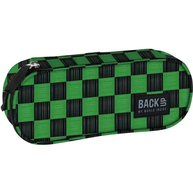 BackUp, piórnik, owalny, Szachownica Zielony