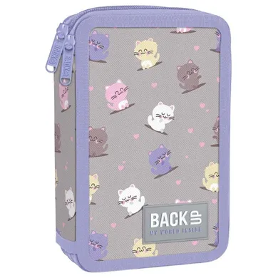 BackUp, piórnik rozkładany, podwójny, z wyposażeniem, Kotki Kawaii