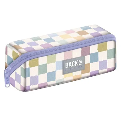 BackUp, piórnik saszetka, 2-komorowy, Pastelowa Kratka
