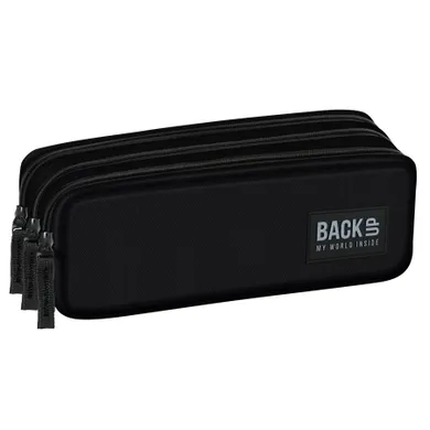 BackUp, piórnik saszetka, 3-komorowy, Czarny