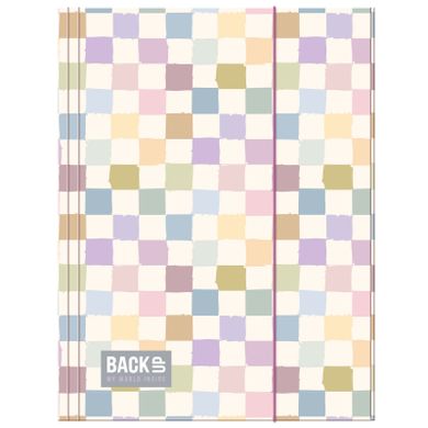 BackUp, teczka z gumką A4, Pastelowa Kratka