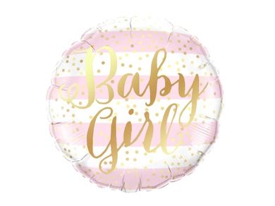 Balon foliowy, Baby Girl, w paski, 46 cm