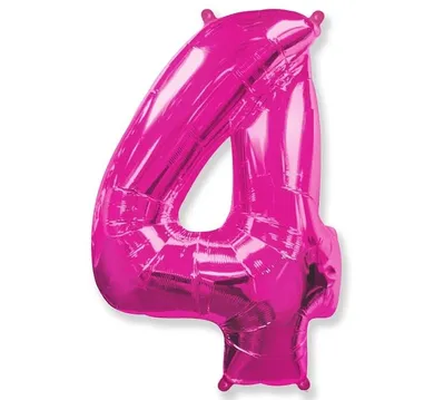 Balon foliowy, cyfra 4, różowy, 86 cm
