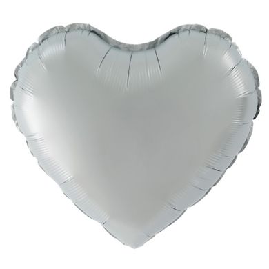 Balon foliowy, serce, srebrne, matowe, 45 cm