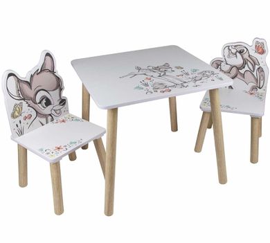Bambi, drewniany stolik z krzesełkami