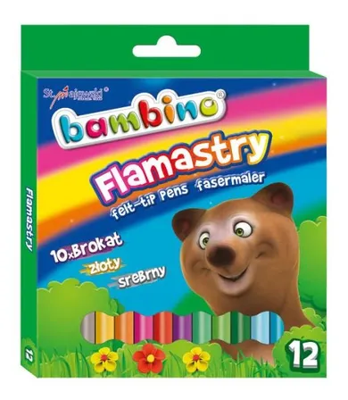 Bambino, flamastry brokatowe, 12 kolorów