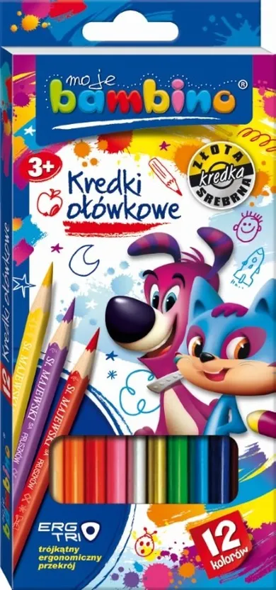 Bambino, kredki ołówkowe trójkątne, 12 kolorów