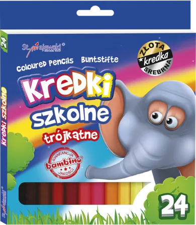 Bambino, kredki ołówkowe, trójkątne, 24 kolory