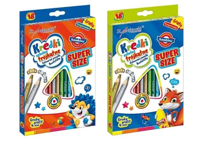 Bambino, kredki ołówkowe, trójkątne, Super Size, 18 kolorów + temperówka