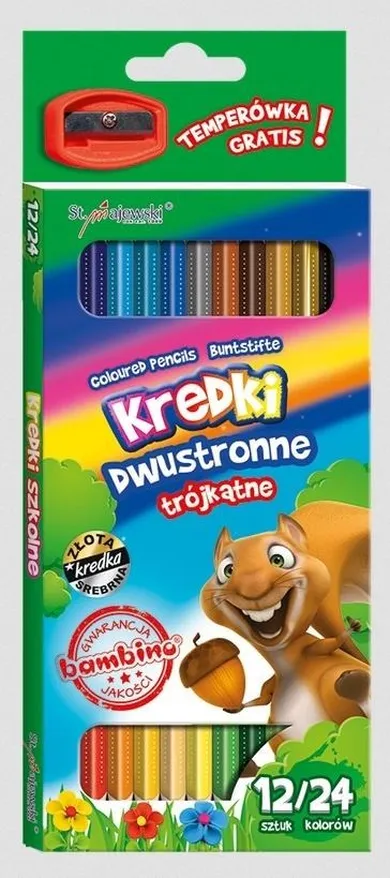 Bambino, kredki trójkątne dwustronne, 12 /24 kolory