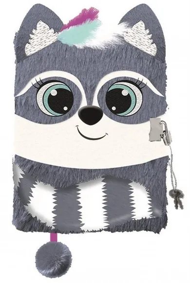 Bambino, pamiętnik A5, włochacz z kłódką 3D, 96 kartek, Racoon