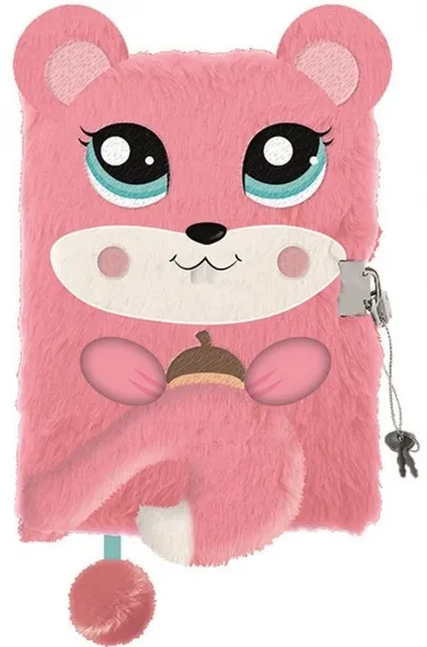 Bambino, pamiętnik A5, włochacz z kłódką 3D, 96 kartek, Squirrel