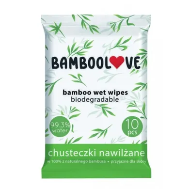 BambooLove, bambusowe chusteczki nawilżane, 10 szt.