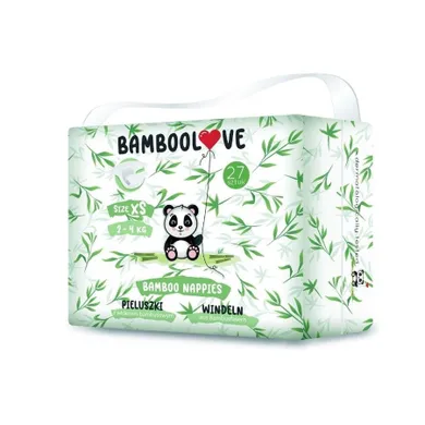 BambooLove, pieluszki jednorazowe, rozmiar XS, 2-4 kg, 27 szt.