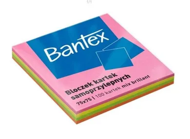 Bantex, karteczki samoprzylepne, 75-75 mm, 100 kartek