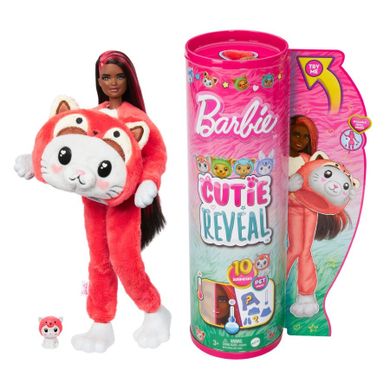 Barbie, Cutie Reveal, Kostiumy Zwierzaczki, lalka Kotek-Czerwona Panda z akcesoriami