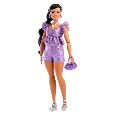 Barbie, Deluxe Style, lalka, fioletowy top i szorty