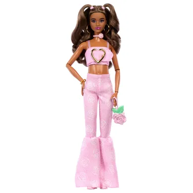 Barbie, Deluxe Style, Różowy denim, Top i spodnie dzwony, lalka