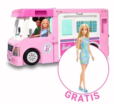 Barbie, Kamper 3w1 + lalka gratis, zestaw promocyjny