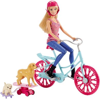 Barbie, Na rowerze z pieskami, zestaw z lalką