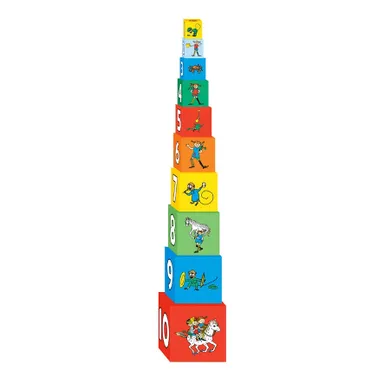 Barbo Toys, Pippi Langstrumpf, kartonowa piramida, 10 klocków