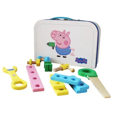 Barbo Toys, Świnka Peppa, zestaw drewnianych narzędzi w walizce