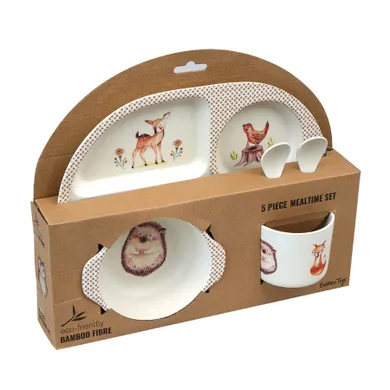 Barbo Toys, Wood Friends, zestaw naczyń z melaminy, 5 elementów