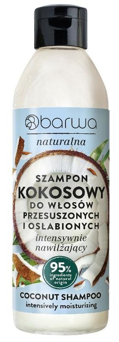 Barwa, naturalna szampon intensywnie nawilżający do włosów, kokosowy, 300 ml