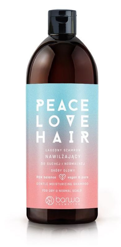 Barwa, Peace Love Hair, łagodny szampon nawilżający do suchej i normalnej skóry głowy, 480 ml