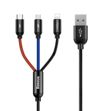 Baseus, kabel, USB 3W1, USB-C, lightning, micro, 3A