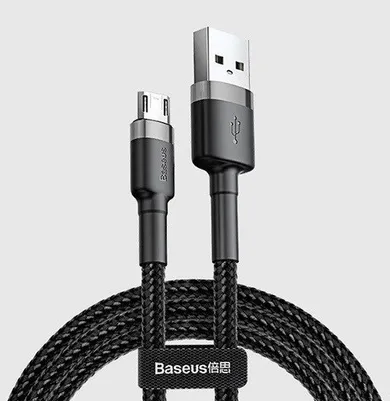 Baseus, kabel USB do Micro USB 2.4A, 0, 5 metra, szaro-czarny