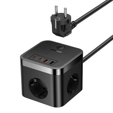 Baseus, PowerCombo, listwa zasilająca, 1,5m, czarny, 3AC+2U+2C, 30W, EU