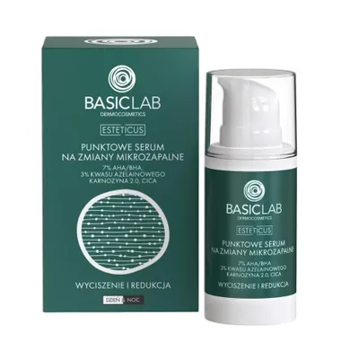 BasicLab, Esteticus, punktowe serum na zmiany mikrozapalne, wyciszenie i redukcja, 15 ml