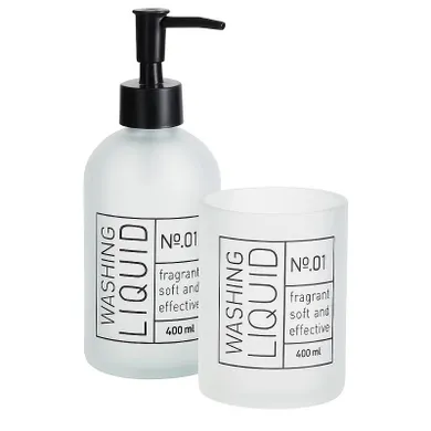 Bathroom Solutions, Onyx, szklany dozownik do mydła i kubek na szczoteczki