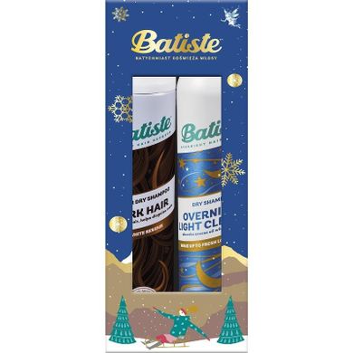 Batiste, zestaw świąteczny, suchy szampon, Dark Hair, 200 ml + Overnight Light Cleanse, 200 ml