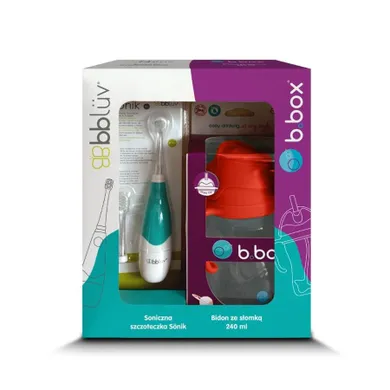 b.box, bidon ze słomką, arbuzowy, 240 ml + Bbluv, szczoteczka soniczna