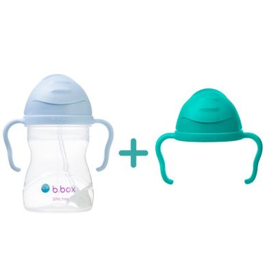 B.Box, zestaw: bidon ze słomką, Bubblegum + pokrywka do bidonu, morska, 240 ml