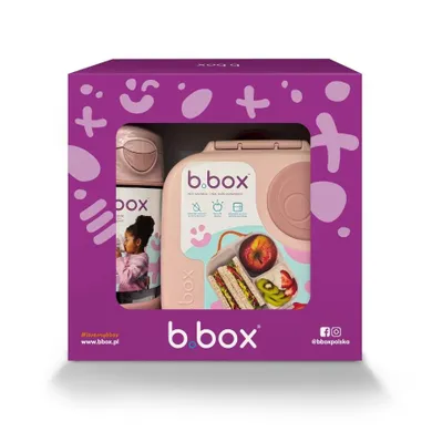 B.Box, zestaw: sportowa butelka tritanowa, 450 ml + mini lunchbox, blush crush