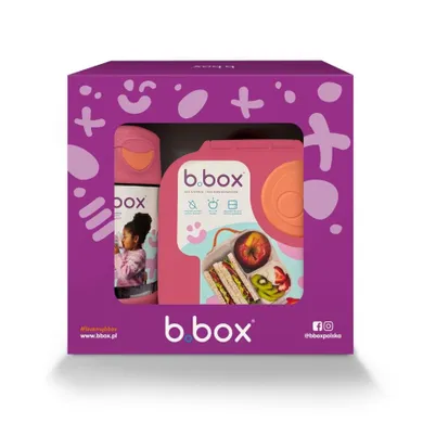B.Box, zestaw: sportowa butelka tritanowa, 450 ml + mini lunchbox, strawberry shake